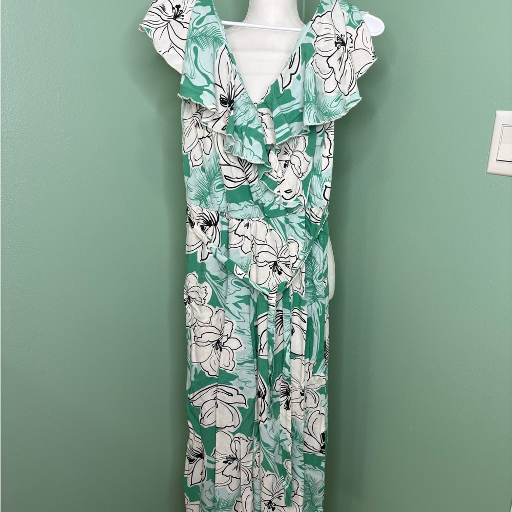 Luxology Teal Floral Jumpsuit - Picture 2 of 10